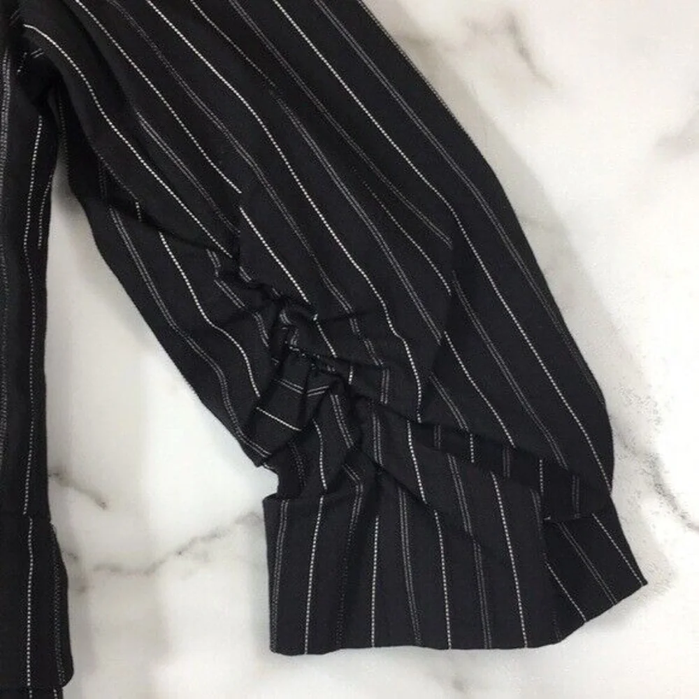 Bianca Nygard‎ Black Striped Blazer Jacket Womens 12 Double Breasted Steampunk